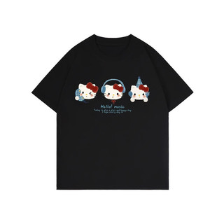 （Giao hàng 24h）Angela áo phông nữ form rộng đen Hello Kitty mùa hè xinh bigsize  salute áo thun local brand