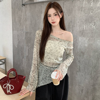 Nova-Áo thun dài tay trễ vai kiểu dáng gợi cảm dành cho nữ, vạt áo bất đối xứng, ôm sát cơ thể, thời trang.