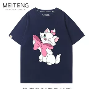 Cat Adventures Mary Cat Đồng Thương Hiệu Hàng Hóa Tay Ngắn 2024 Phong Cách Mới Cotton Nguyên Chất Dễ Thương Phù Hợp Với Áo Thun Mùa Hè