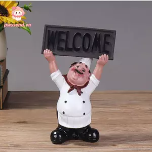PWSSEND Đầu Bếp Chào Mừng Trang Trí, Biển Chào Đầu Bếp Mỉm Cười, Nhựa Thời Trang Phù Hợp Cafe, Nhà Hàng, Quán Cà Phê