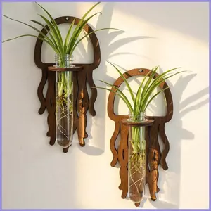 Trạm nhân giống tường Cây Sứa Trang trí phòng bằng gỗ Ống nghiệm Bình hoa cho người làm vườn Người trồng mueadsyvn