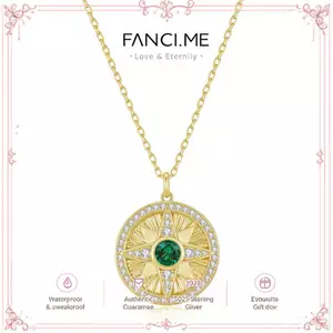 FANCIME "Lumen Star" Vòng cổ bạc ngọc lục bảo có thể khai sinh
