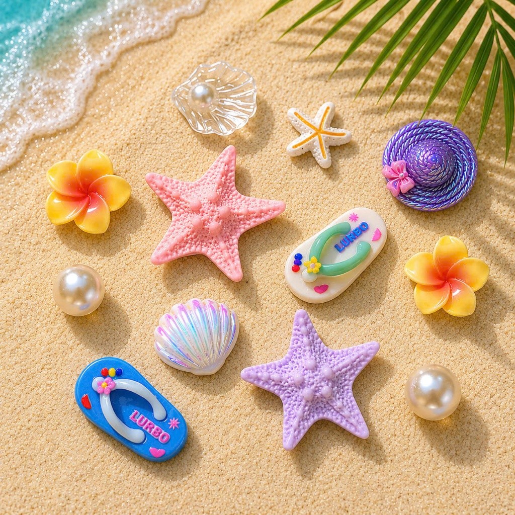 [ĐỘC QUYỀN] Set Charm Biển Nhiệt Đới Sao Biển Vỏ Sò Hoa Sứ Dép DIY Resin Pastel Cute Summer Beach 🌴🐚⭐