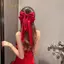 PNPIA- Thanh Lịch Màu Đỏ Streamer Nơ Lớn Ruy Băng Tóc Cho Nữ Thời Trang Đơn Giản Satin Chắc Chắn Đuôi Ngựa Nơ Kẹp Tóc Bé Gái Phụ Kiện Tóc
