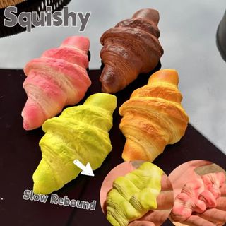 Đồ chơi Squishy Croissant CURBANFABLE, Bàn tay tăng chậm Thư giãn Bánh mì nhân tạo giả, Trẻ em Pinch Dính Mô phỏng thực phẩm Đồ chơi phục hồi mềm Sinh nhật