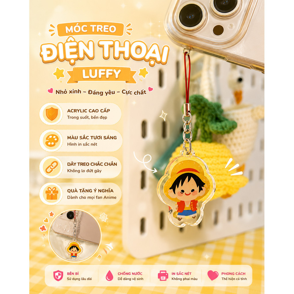 Dây treo điện thoại, Móc khóa Once Piece Đảo Hải Tặc Luffy Zoro