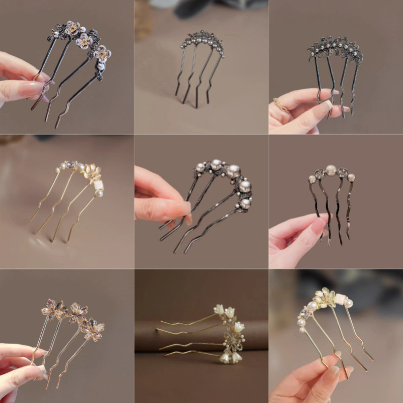 MAUROPOLI Retro Sang Trọng Ngọc Trai Ánh Sáng Sang Trọng Kim Cương Giả Hoa Mới Phong Cách Trung Hoa Tạo Kiểu Tóc Dụng Cụ Tiện Dụng Mũ Đội Đầu Bé Gái