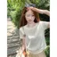 Phong cách Hàn Quốc mùa hè Slim-fit Phiên bản ngắn Vai trước dệt kim rỗng ngắn @ -