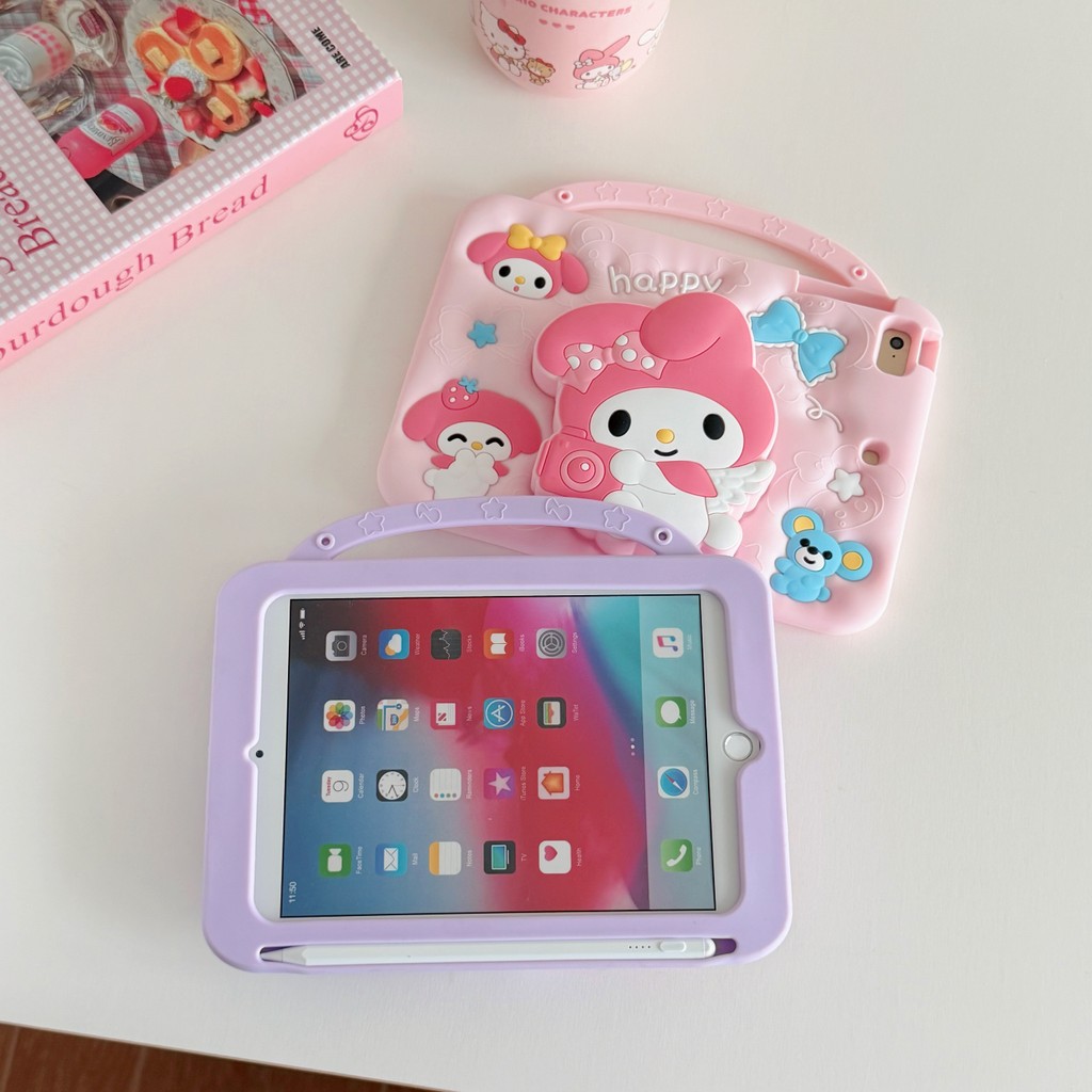 Ốp Lưng Cho Samsung Tab A (8.0inch) 2019 SM-T290 SM-T295 Hoạt Hình Có Thể Thu Vào Chân Đế Mềm Có Bút Hoạt Hình Máy Tính Bảng Vỏ Khe Cắm Tích Hợp