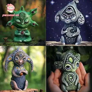 PWSEND Ba Mắt Người Ngoài Hành Tinh, Đồ Trang Trí Để Bàn Trang Trí Nhà Hình Tượng, Trang Trí Phòng Nhựa Tượng Điêu Khắc Thủ Công Sân Vườn