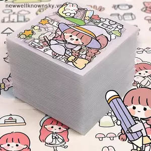 MỚI 50 Chiếc PET Không lặp đi lặp lại Chống nước Dễ thương Sổ cái Stiers Cut-free Stiers dành cho học sinh và bé gái Anime Stiers SKY