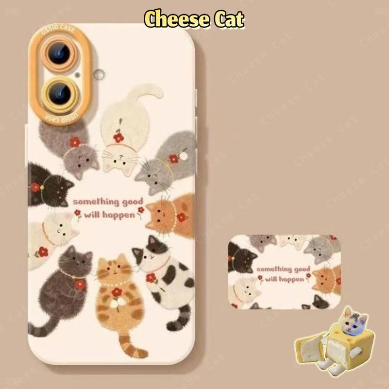 Ốp điện thoại mèo hoa đỏ nhỏ cho iPhone 17 Pro Max cho iPhone 13 14 15 Plus 11 12 16 Pro Max XR Xs Max 7Plus 6 8 SE