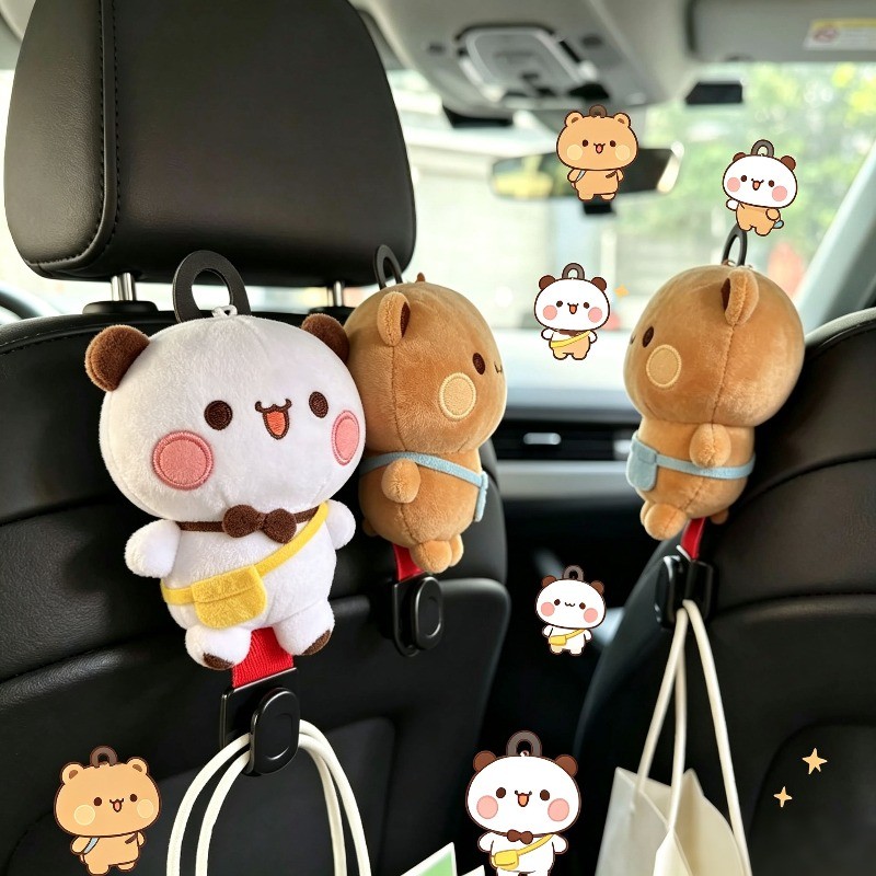 Cặp Đôi Gấu Trúc Bubu Dudu Xe Ô Tô Tựa Đầu Móc Bảo Quản Ghế Sắp Xếp Yier Và Bubu Xe Móc Phụ Kiện Nội Thất Ô Tô