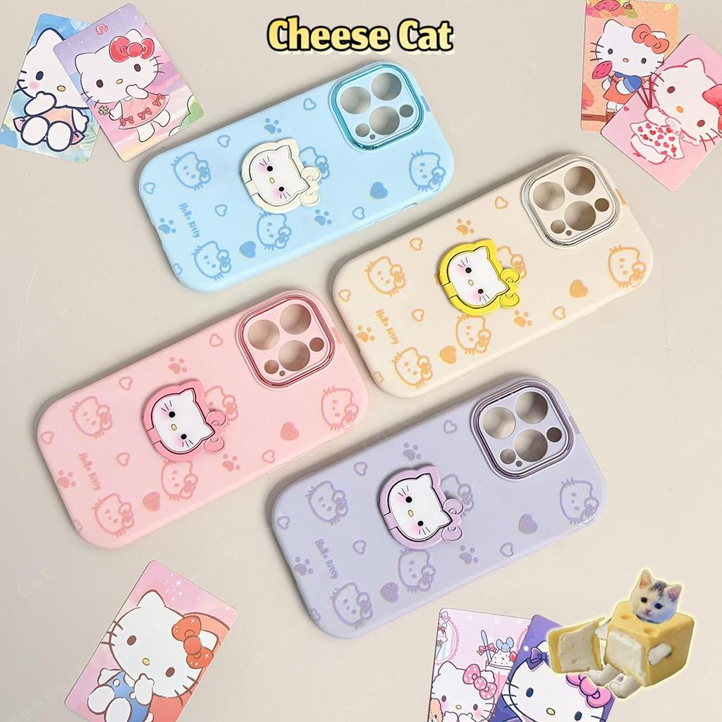 Ốp điện thoại Kitty kim loại có thể gập lại màu kẹo cho iPhone 12 11 15 14 13 16 17 Pro Max Xs Max XR 7 8