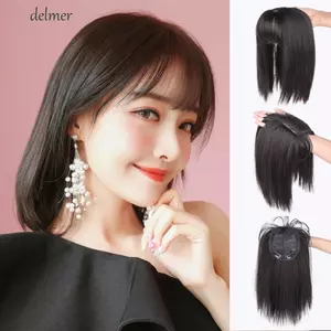 DELMER Dài Thẳng Tóc Giả Liền Mạch Tăng Khối Lượng Tóc Cao Sợi Nhiệt Độ Cao Nữ Hàng Ngày Đảng Đen Nữ Đầu Tóc Giả Khối