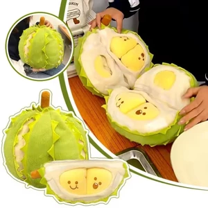 Đồ chơi sang trọng sầu riêng có thể tháo rời dễ thương mới với bột trái cây cười có thể tháo rời — Búp bê trái cây nhồi bông mềm