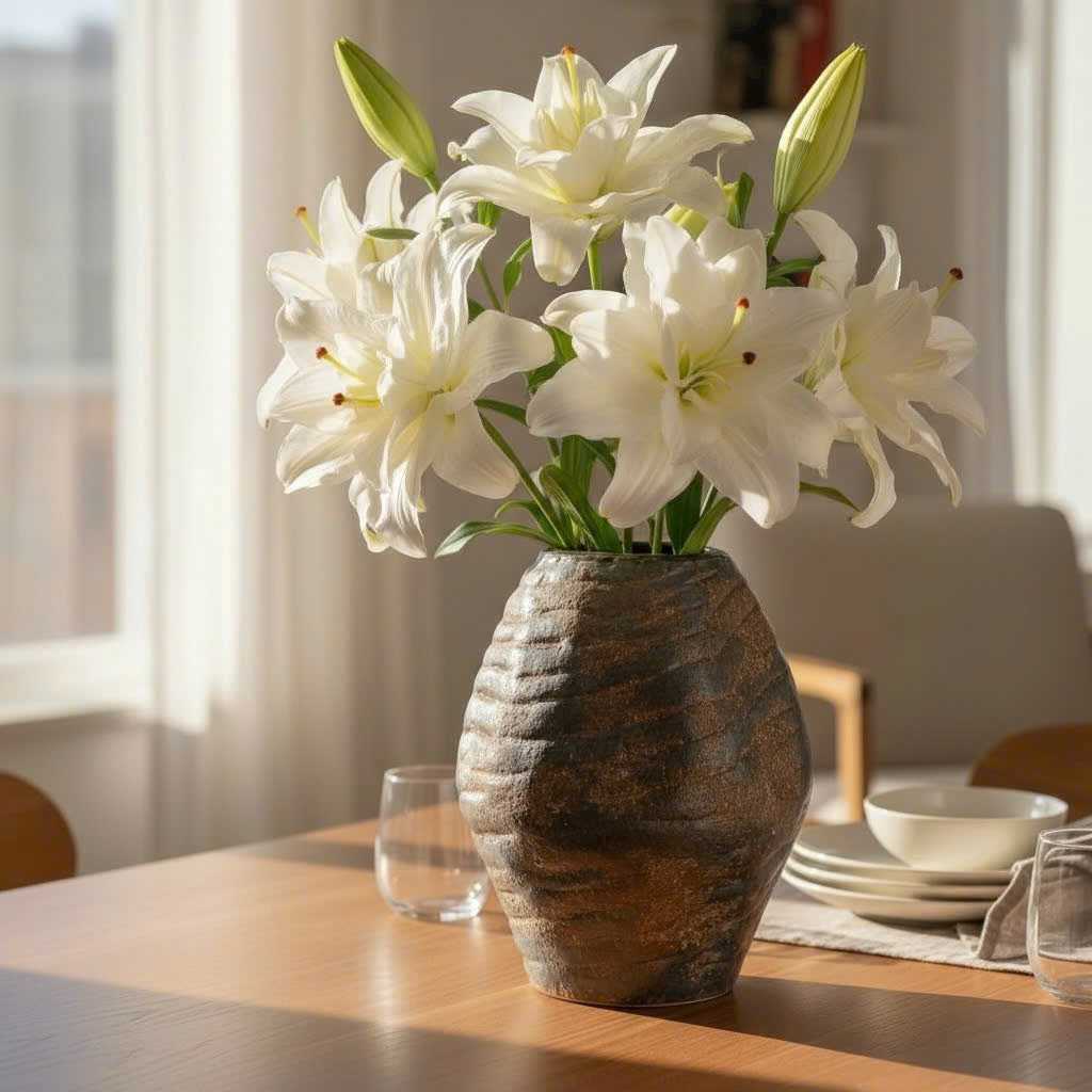 Bình Hoa Gốm Sứ, Bình Gốm Cắm Hoa Bát Tràng nghệ thuật decor studio, decor quán caphe