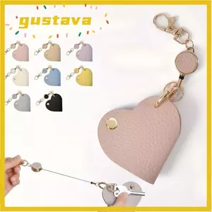Móc khóa hình trái tim GUSTAVA, Túi da PU Phụ kiện Túi lưu trữ chìa khóa, Khóa có thể thu vào thời trang Hộp đựng chìa khóa ô tô màu trơn Sử dụng hàng ngày