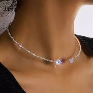 LUImo Thời Trang Kim Cương Giả Cổ Trái Tim Choker Nelace Dành Cho Nữ Đơn Giản Mở Cổ Nelace Mô-men Xoắn Phụ Kiện Trang Sức SBS