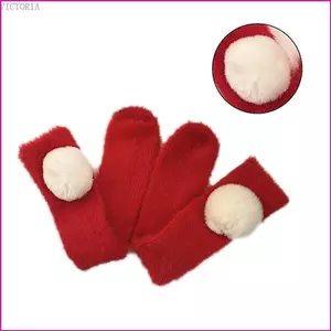 VIC Nữ Mùa Đông Ấm Áp Lông Bắp Chân Tất Dễ Thương Sang Trọng Tròn Màu Trơn Gân Fuzzy Giáng Sinh Vớ Chân Ấm Áp