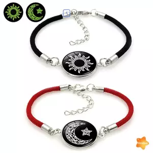 2 Cái / bộ Dạ Quang Cặp Đôi Mặt Trăng Mặt Trời Vòng Tay Dành Cho Nữ Dây Dệt Có Thể Điều Chỉnh Quyến Rũ Tình Bạn Bạn Gái Trang Sức Dự Tiệc Quà Tặng Mới