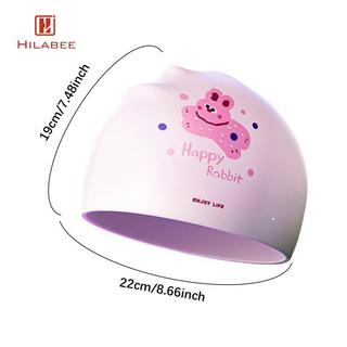 HILABEE Silicone Linh Hoạt Mũ Bơi Trẻ Em Hoạt Hình Chống Thấm Nước Mũ Bơi Bảo Vệ Tai Mũ Tắm Cho Bể Bơi Và Lặn