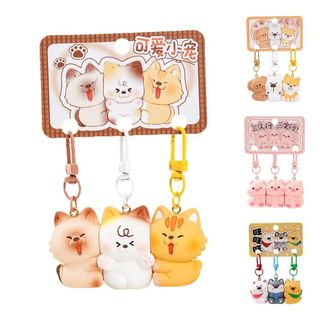 YUUKII 3 Bộ Móc Khóa Động Vật, Móc Khóa Chụp Từ Tính Nhựa Hoạt Hình, Treo Di Động Charm Ba Lô Trang Trí Quà Tặng