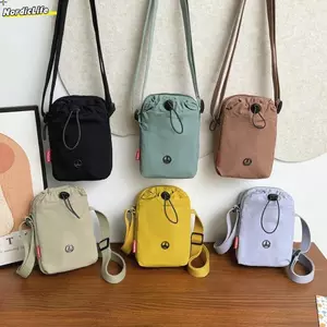 Túi đeo chéo NORDICLIFE, Túi đeo vai đơn màu trơn phong cách thể thao, Túi vải Nylon dây rút đa năng Túi nhỏ Unisex
