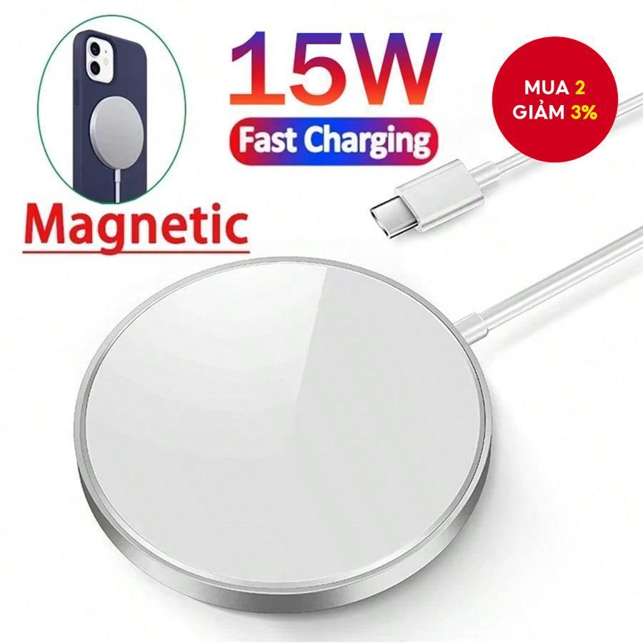 Bộ sạc không dây, Bộ sạc không dây nhanh từ tính 15W cho IPhone 15 14 13 12 11 8 SE3 SE2 Series, Dành cho Samsung S23 / S22 / S21 / S20 / S10 / S9 / S8 / S7 / Note20 / 10 / 9 / 8