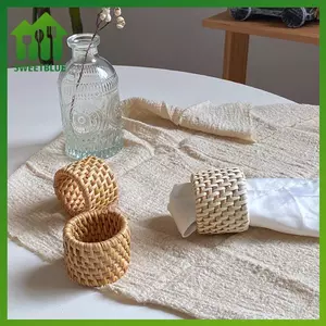 SWEET 6 Loại Dệt Handmade Khăn Ăn Nhẫn Dệt Mộc Mạc Tự Nhiên Khăn Ăn Nhẫn Giá Đỡ Trang Trí Bàn Gỗ Phục Sinh Mây Khăn Ăn Vòng Bule n