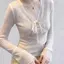 Cổ chữ v có dây buộc kiểu Pháp dành cho nữ mùa xuân Phong cách mới Slim-Fit Slim-Fit Slimmer Look
