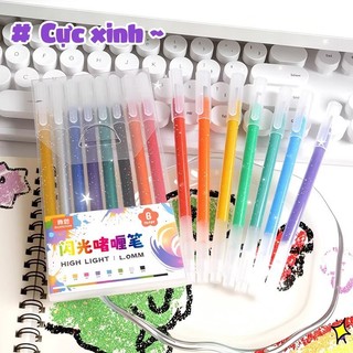 Bút nhũ gel highlight lấp lánh kim tuyến set 60 màu cho bé học tập vẽ tô màu sáng tạo giá tốt xinh