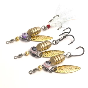 Mồi quay cánh quay vàng 6cm Nhẹ để sử dụng cá hồi Panfish Nước ngọt