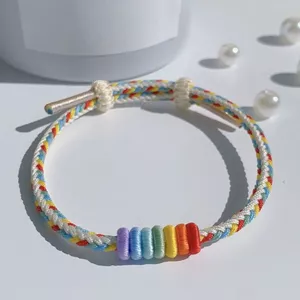 Đừng Phai Màu Cầu Vồng Dây Chúc May Mắn Bạn Gái Dây Đầy Màu Sắc Người Lớn Bện Tay Dây Cặp Đôi