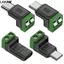 Bộ chuyển đổi đầu cuối LAKAM USB C sang 2Pin, Khối đầu cuối uốn 5V không hàn, Đầu nối sạc chuyển đổi Type-C sang 2 chân màu xanh lá cây chuyên nghiệp Đầu nối sạc điện thoại Laptop