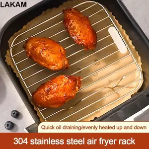 Giá Nồi Chiên Không Khí LAKAM, Làm Dày Có Chân Giá Nấu Ăn, Vuông Tròn Di Động 304 Thép Không Gỉ BBQ Nhà Bếp Lò Nướng Nồi Hấp