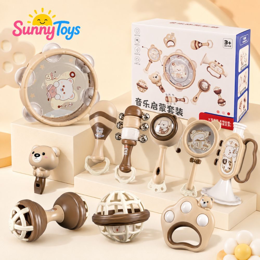Bộ Lục Lạc Gặm Nướu SunnyToys 10 Món - Đồ Chơi Sơ Sinh Cho Bé Tập Cầm Nắm