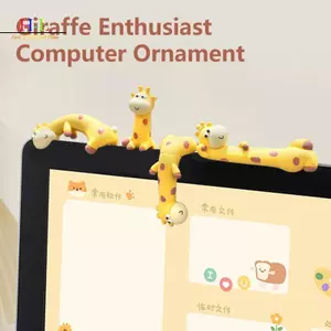 HL Kawaii Cao Su Hươu Cao Su Trang Trí Rãnh Hoạt Hình Hươu Cao Cổ Tượng Dán Mầm Cao Cổ Modelputer LMWU