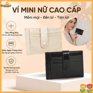 Ví nhỏ da PU màu trơn mới dành cho nữ, ví ngắn đơn giản có nút bấm siêu mỏng, túi đựng thẻ tín dụng, ví tiền lẻ
