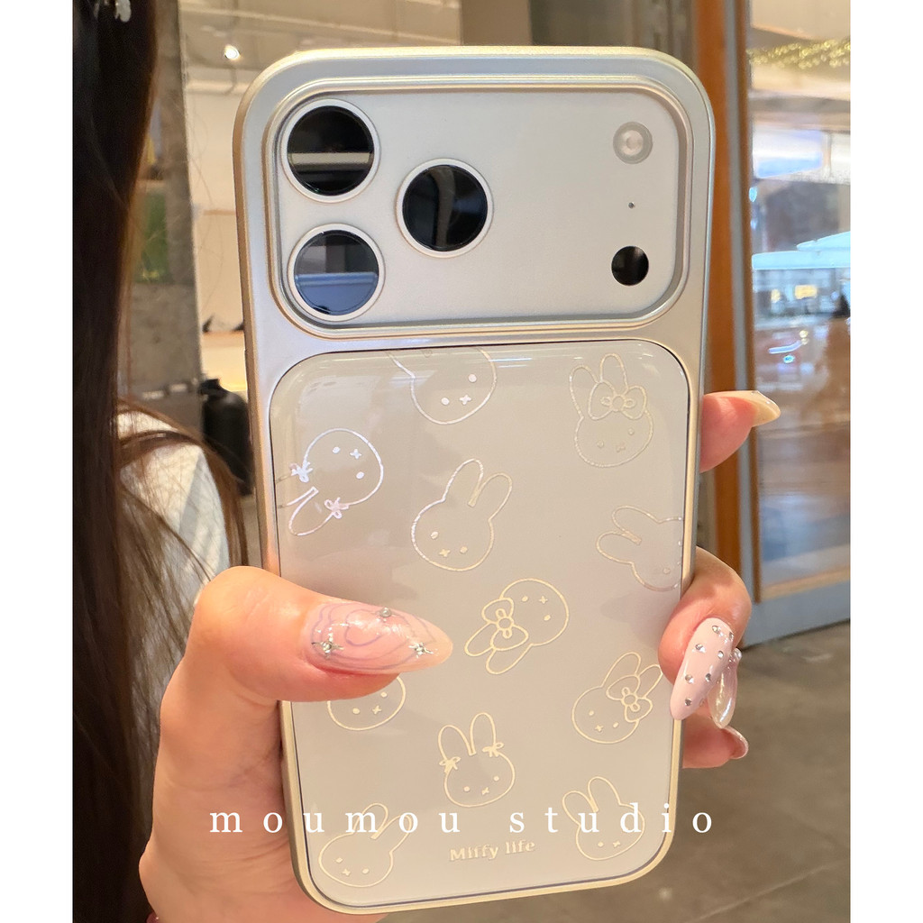 Huiwanju Thỏ Epoxy mạ điện dễ thương phù hợp cho vỏ bảo vệ điện thoại di động iPhone17ProMax 16Pro / 15.