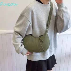 Túi đeo vai Nylon FUJIOU, Túi đựng bánh bao có dây kéo công suất lớn phong cách Hàn Quốc, Túi đeo chéo thể thao nhẹ chống thấm nước thời trang ngoài trời