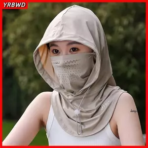 Mũ đội đầu YRBWD, Mũ lụa băng thoáng khí, có khăn choàng chống nắng đi xe đạp