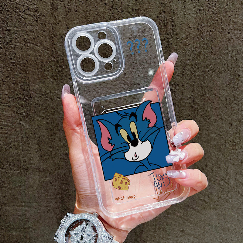 Ốp Lưng Có Đựng Thẻ Cho Samsung Galaxy A57 A02 A03 A04 A03S A05 A05S A06 A07 A17 A12 13 A14 A15 A16 A20 A22 A34 A54 A31A32 A35 A33 A50 A51 A52 A55 A56 A70 Mèo Màu Xanh Ngộ nghĩnh
