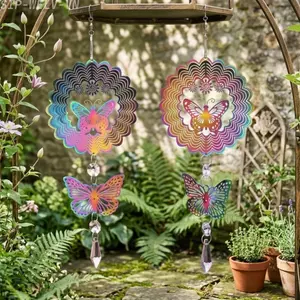 {WELV}Garden Hummingbird Sun Catcher 13.8 in Metal with Rainbow Prism for Patio Window