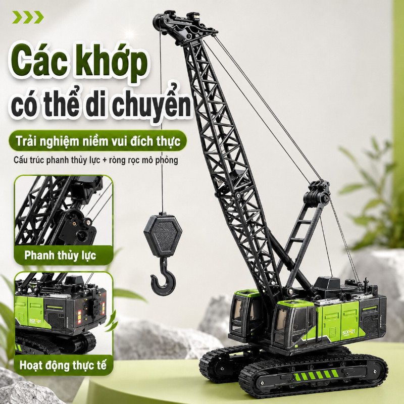 Đồ Chơi Mô Hình Xe Công Trình Hợp Kim Và Nhựa An Toàn – Máy Xúc, Xe Cẩu, Xe Trộn Bê Tông, Quà Tặng Cho Bé Trai