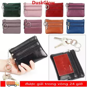 Ví đựng tiền xu DUSKGLOW, Thẻ tín dụng chống nước chống mài mòn Holoder, Da PU có dây kéo di động có vòng chìa khóa Ví đựng tiền Maiden