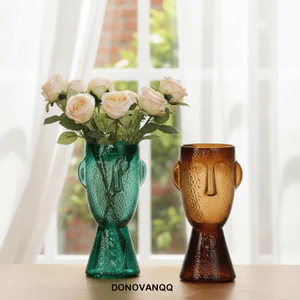 Bình hoa mặt người DONOVANQQ, Bình thủy canh hình dạng không đều trong suốt, Phụ kiện Terrarium Kính nghệ thuật ngộ nghĩnh Bình trừu tượng Trang trí văn phòng