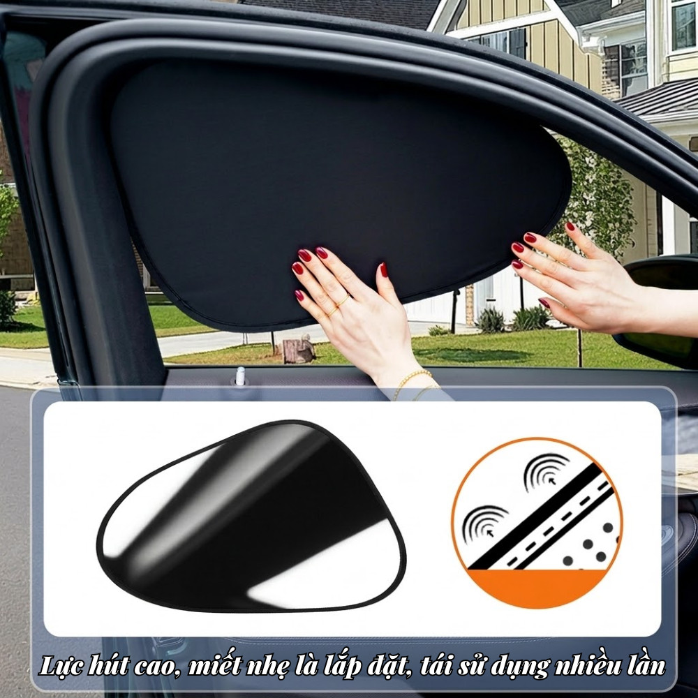 Tấm Chắn Nắng Ô Tô HomeMate Màng Tĩnh Điện Chống UV, Rèm Che Nắng Kính Xe Không Keo Dễ Dán Tháo