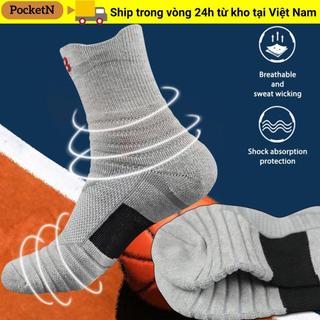 Tất Thể Thao POCKETN, Vớ Bóng Đá Dày Hấp Thụ Mồ Hôi, Hữu Ích Chống Trượt Thoáng Khí Ống Dài Bóng Đá Bóng Rổ Co Giãn Tất Nam Nữ