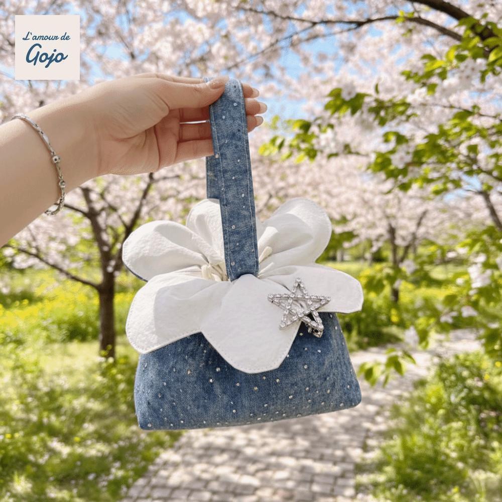 Túi dây rút hoa GOJO, Túi đựng hoa ngôi sao lấp lánh kẻ sọc, Túi đeo vai vải di động dễ thương thông thường Mua sắm